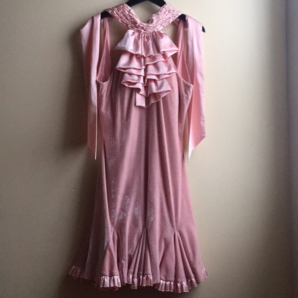 cassandra stone pink polyester halter dress